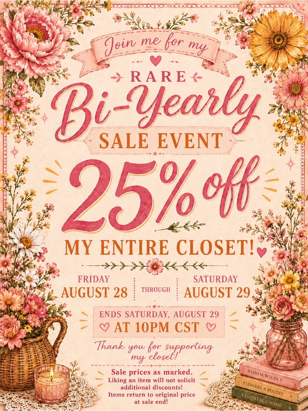 25% OFF OF MY ENTIRE CLOSET